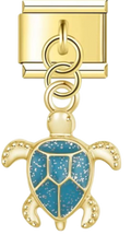 CHARM ANIMAL TORTUGA AZUL  DORADA