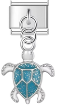 CHARM ANIMAL TORTUGA AZUL PLATEADA