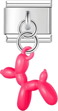 CHARM PERRO GLOBO FUCSIA PLATEADO