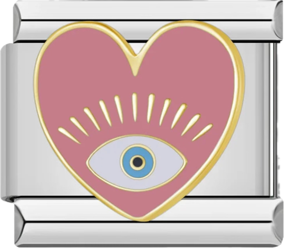 CHARM CORAZON OJO TURCO ROSADO