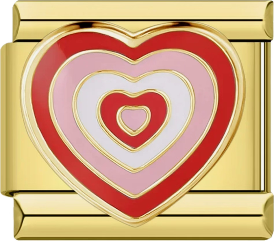 CHARM  CORAZON ROJO Y ROSADO PLATEADO