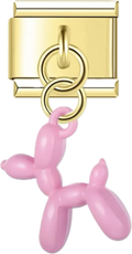 CHARM PERRO GLOBO ROSADO BEBE DORADO