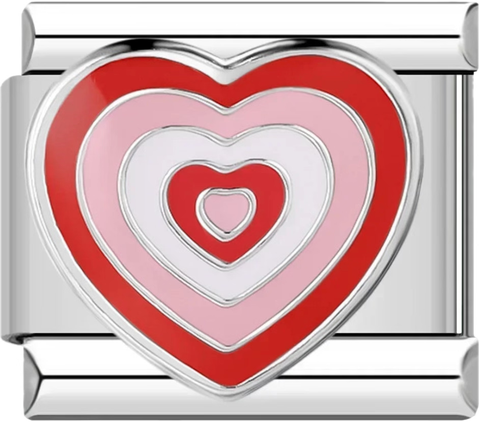 CHARM  CORAZON ROJO Y ROSADO PLATEADO