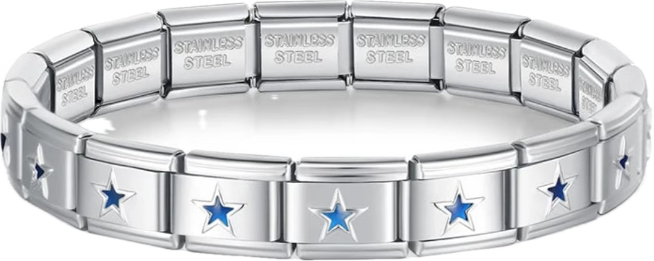 BRZALETE PLATEADO ESTRELLA AZUL