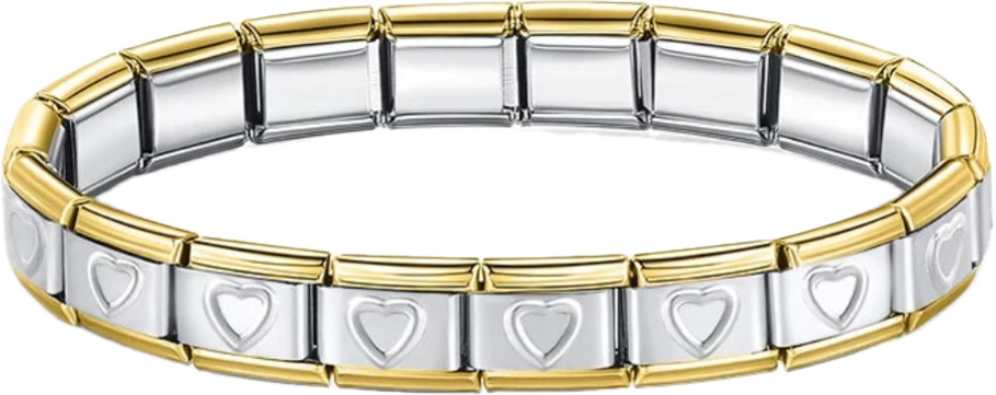 BRAZALETE PLATEADO  BORDE DORADO