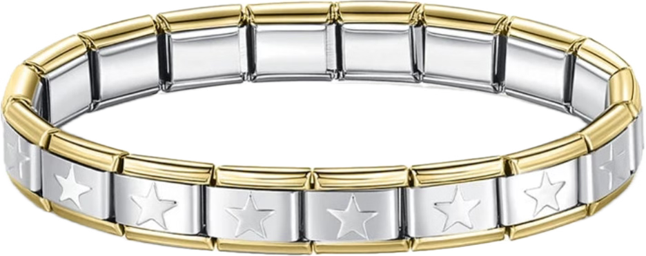 BRAZALETE PLATEADO  BORDE DORADO