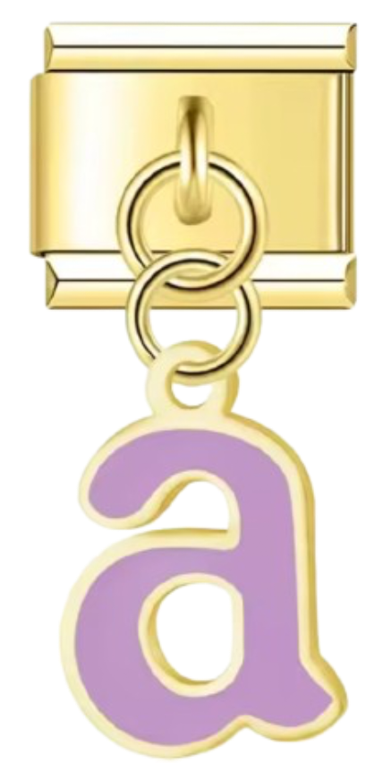 CHARM LETRAS COLGANTES DORADO CON COLOR