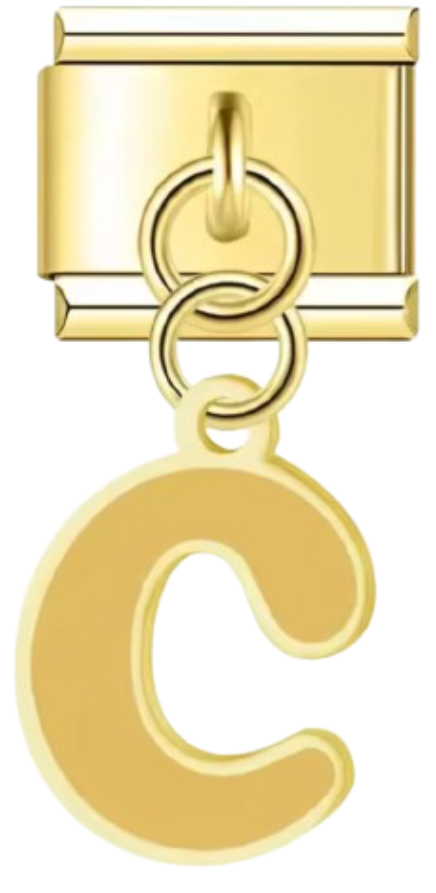 CHARM LETRAS COLGANTES DORADO CON COLOR