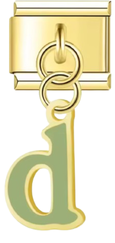 CHARM LETRAS COLGANTES DORADO CON COLOR