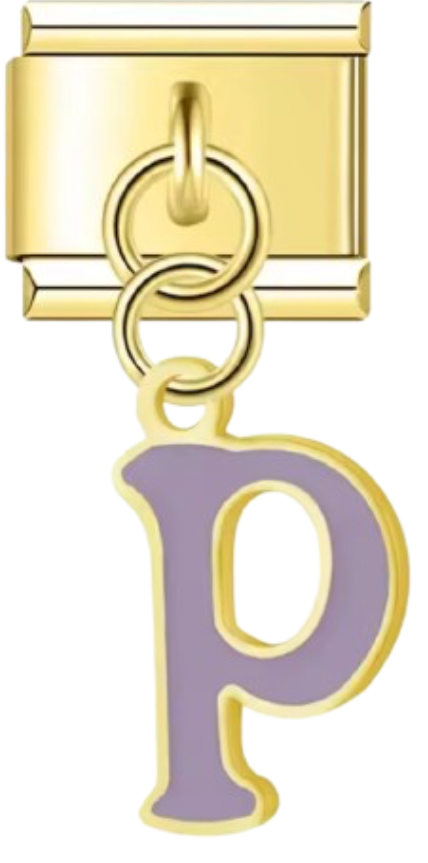 CHARM LETRAS COLGANTES DORADO CON COLOR