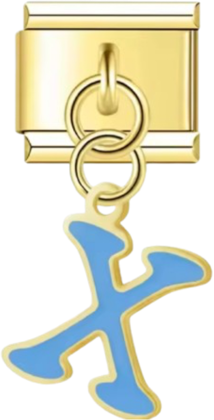 CHARM LETRAS COLGANTES DORADO CON COLOR