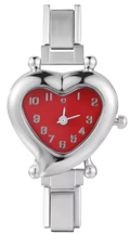 RELOJ CORAZON ROJO PLATEADO