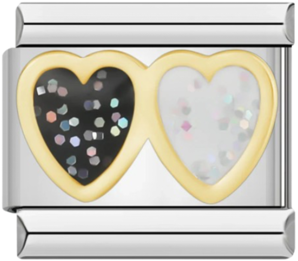 CHARM CORAZONES BLANCO Y NEGRO