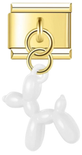 CHARM ANIMAL PERRO GLOBO BLANCO DORADO