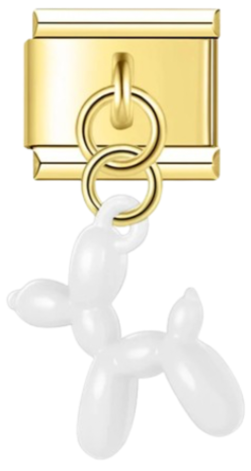 CHARM ANIMAL PERRO GLOBO BLANCO DORADO