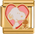CHARM SNOOPY DORADO CORAZON ROSA