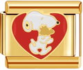 CHARM SNOOPY DORADO CORAZON ROJO