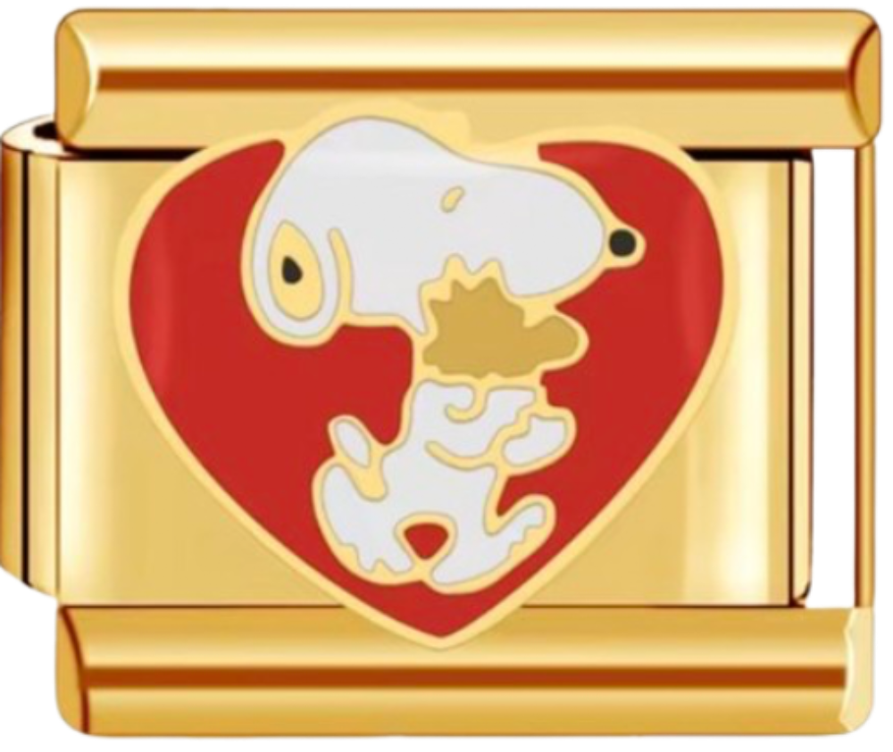 CHARM SNOOPY DORADO CORAZON ROJO