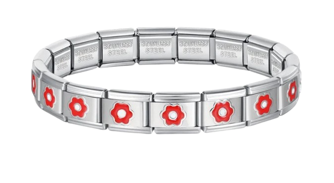 BRAZALETE PLATEADO FLORES