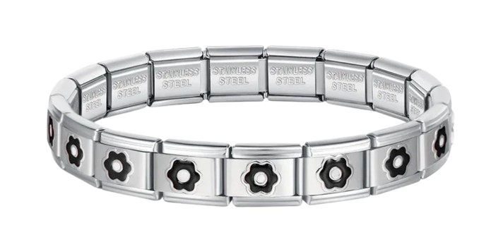 BRAZALETE PLATEADO FLORES