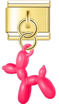 CHARM ANIMALES PERRO GLOBO FUCSIA DORADO
